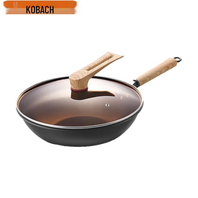 Kambach Non-Coated Fine Iron Flat-Bottom Wok, 32cm