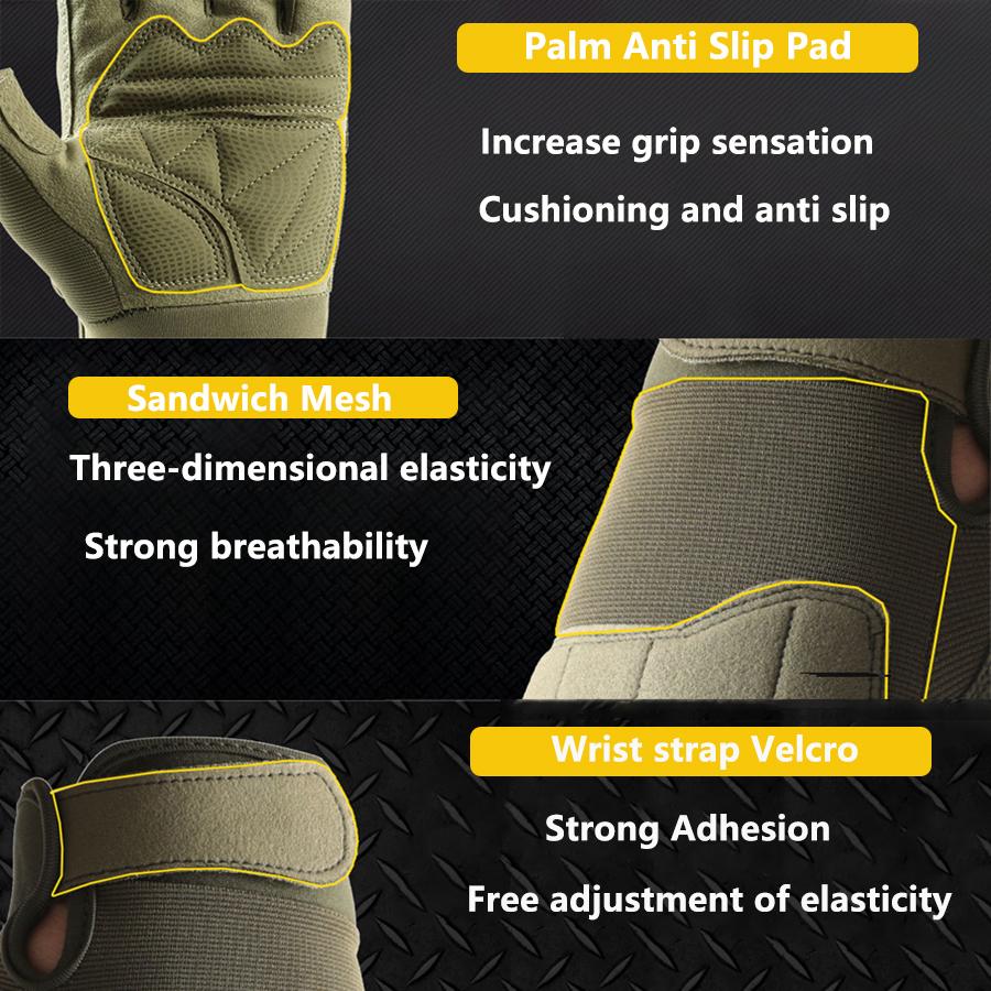 Tactical Gloves for Men Touchscreen Motorcycle for Outdoor Sports Cycling Airsoft Paintball Hunting Hiking Camping