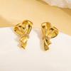 Metal Stainless Steel Bow Stud Earrings Women's New Simple Trend Design Zircon Wedding Accessories