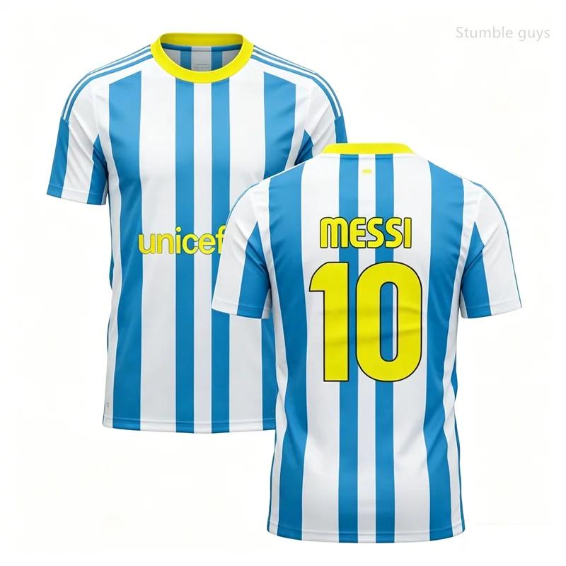 Men Messi No.10 Summer Football Short Sleeve T-shirt Jersey Fashion Oversized Daily Workout Wear Tops Kids Clothes