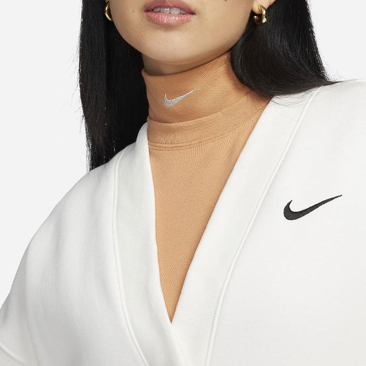 Nike Phoenix Fleece Casual Loose Long-Sleeve Knit Top Women Tops White FB8773-133