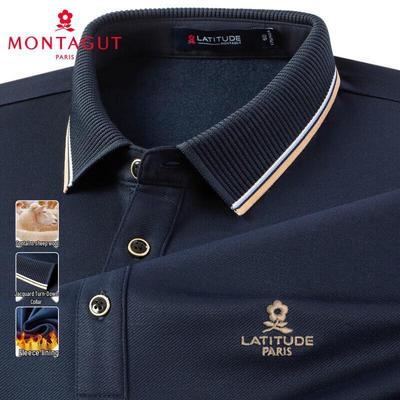 MONTAGUT Men's Jacquard Wool Blend Polo Shirt