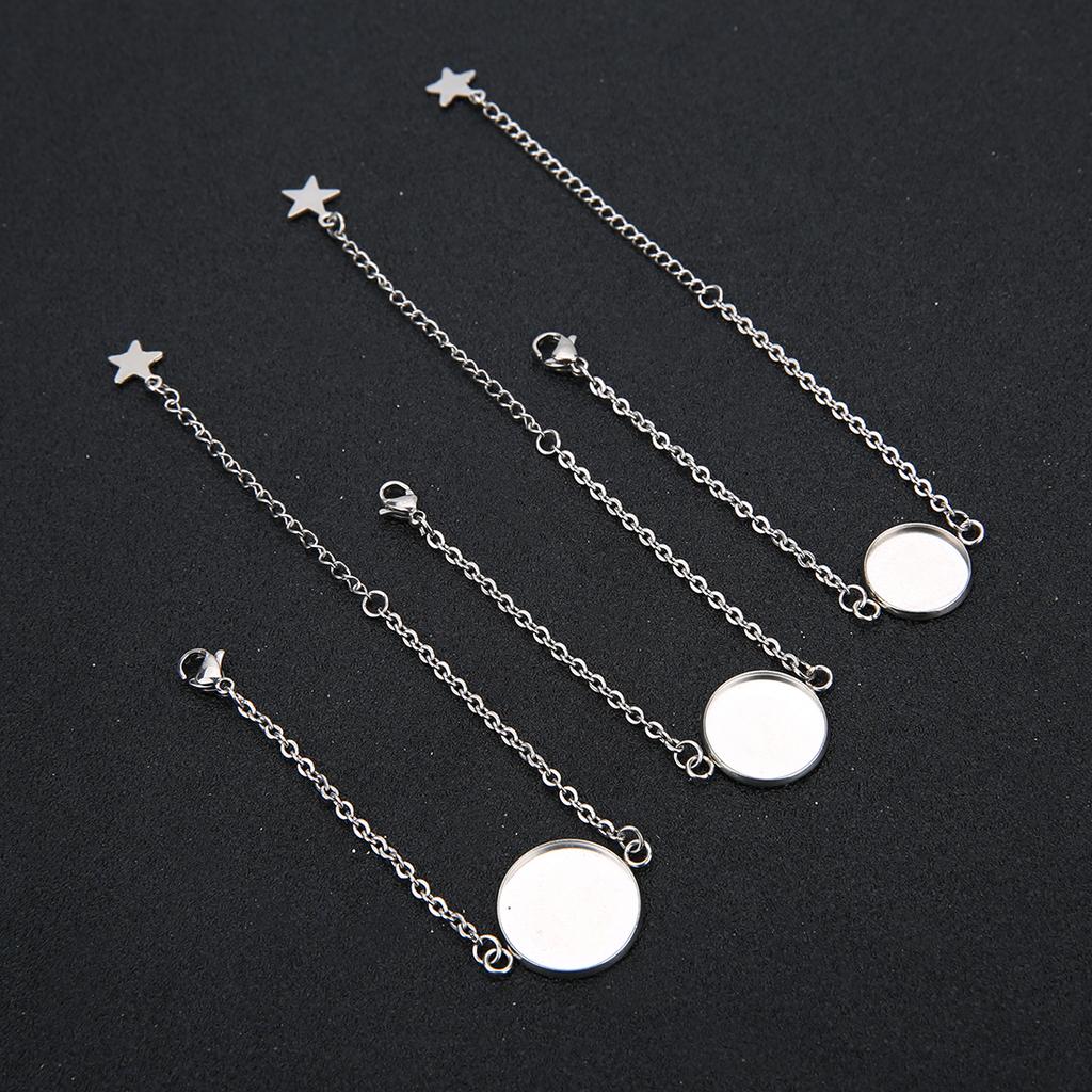 5 Stück Edelstahl Cabochon Armband Basis Passend für 12-20mm Runde Leere Fassung für Schmuckherstellung DIY Armbänder Zubehör