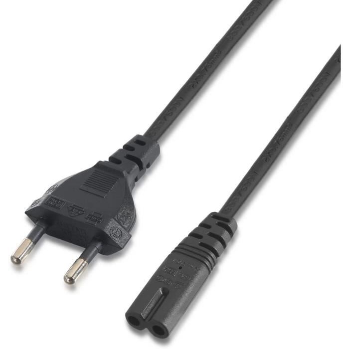 AISENS câble électrique Noir 1,5 m CEE7/7 Coupleur C7 - Cables électriques (1,5 m, Mâle/Mâle, CEE7/7, Coupleur C7,