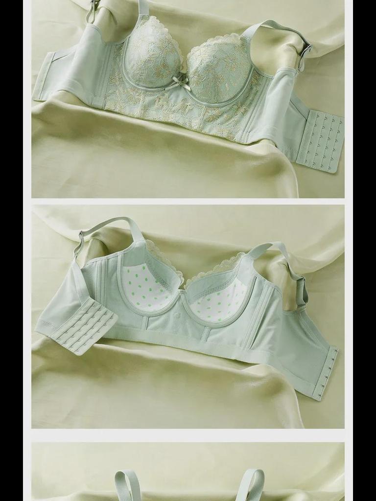 Mjuk spets Tunn kupa Dam-bygel-bh med Sidostöd & 6-Knappsjustering