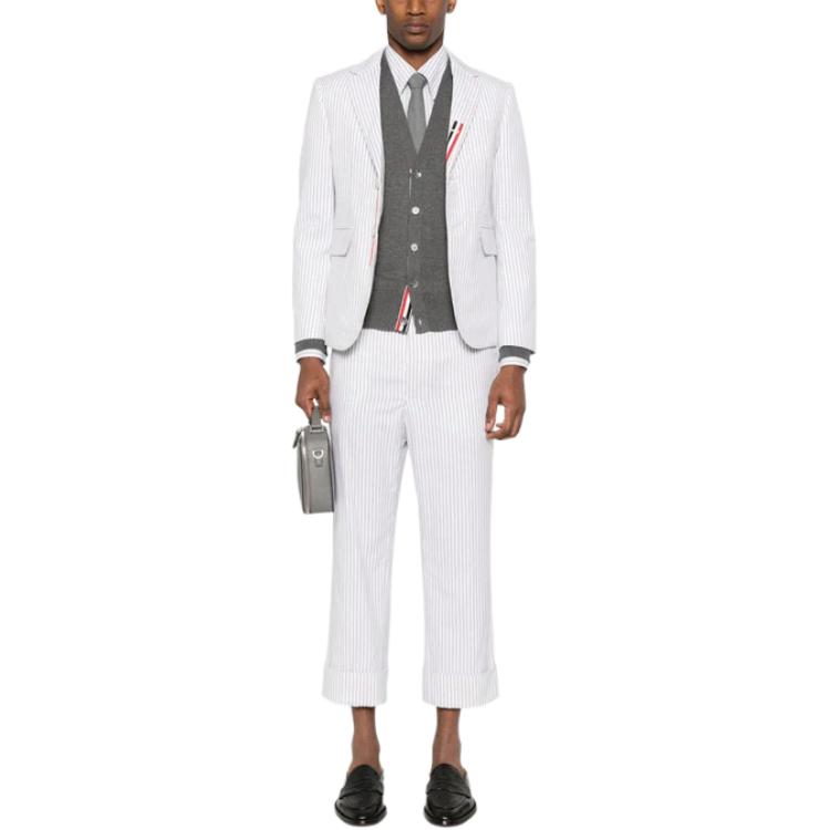 THOM BROWNE RWB Striped Curved Hem Shirt MWL301O-F0810-035