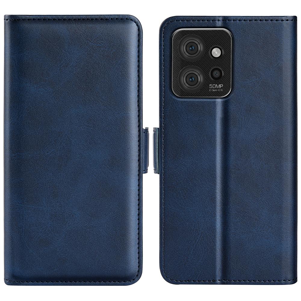 

Flip Phone Cover for Motorola ThinkPhone 5G Calf Texture PU Leather Stand Folio Wallet Case Blue