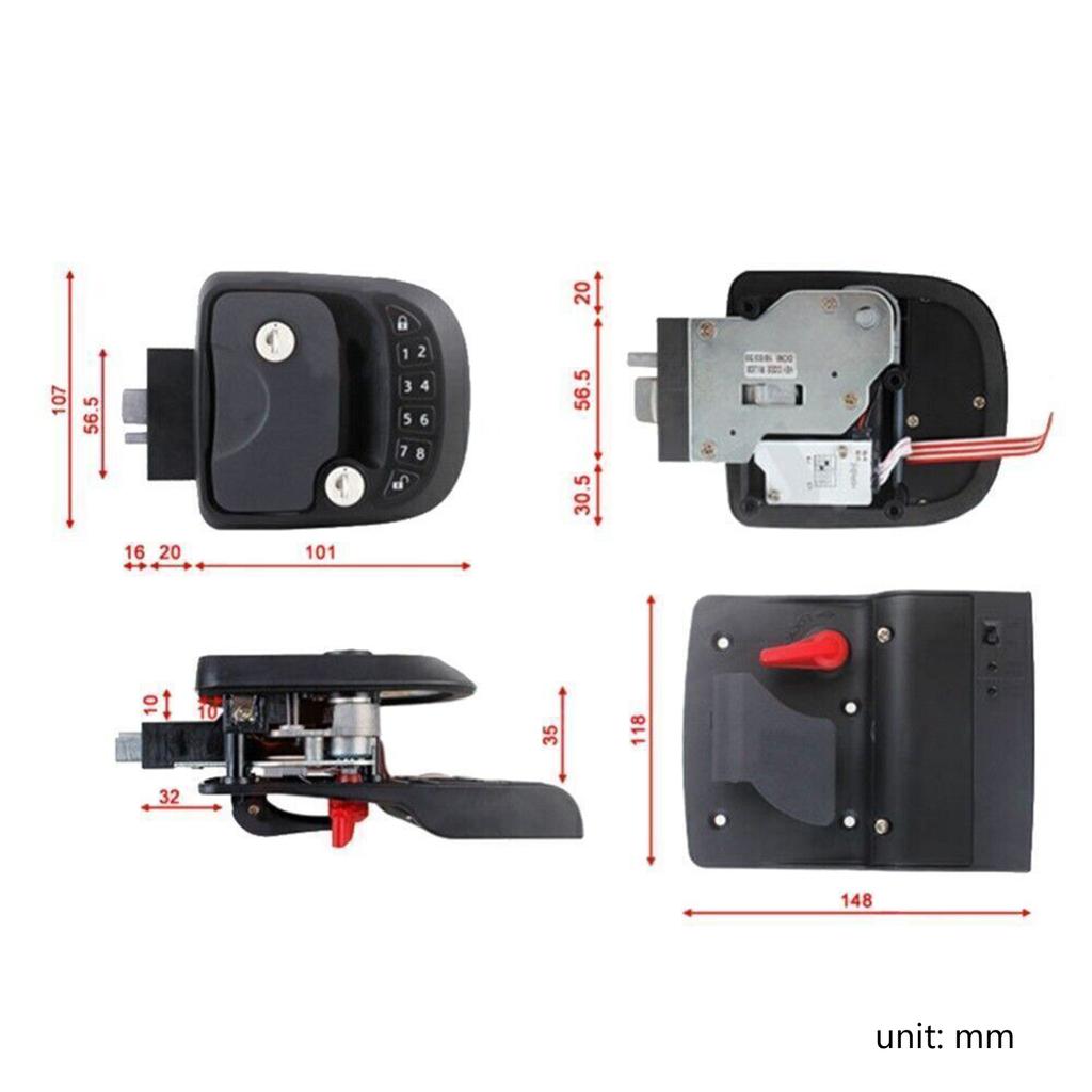 For Camper-Trailer Keyless Rv Door Caravan-Lock Keyless Entry Door Lock Latch Handle Knob Deadbolt Integrated Keypad Fob