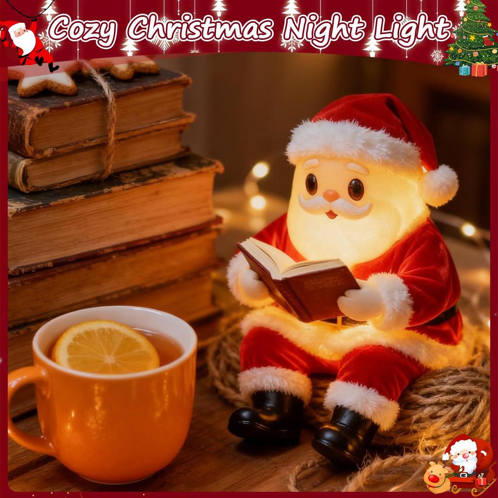 Reading Book Lamp, Christmas Table Lamp With Warm Light, Cute Xmas Decoration For Home Living Room Bedroom Desk, Holiday Gift For Kids Adults