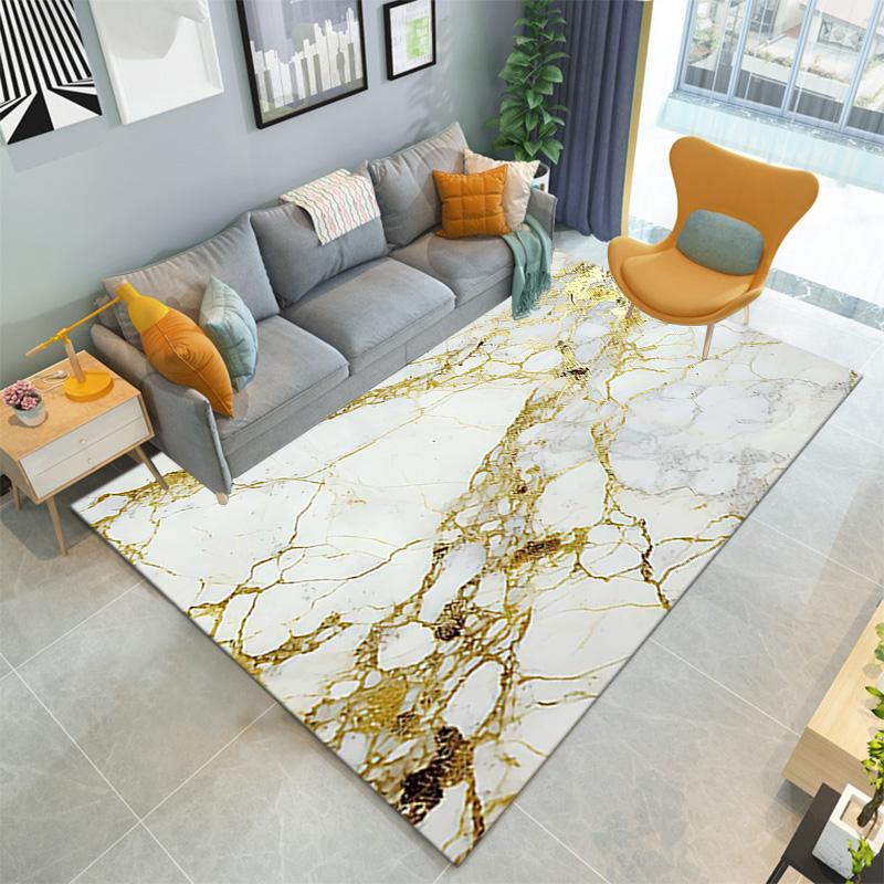1PC Marble Texture Printed Carpet Rug for Living Room Bedroom Home Sofa Decoration,Non-slip Floor Mat Floor Mat