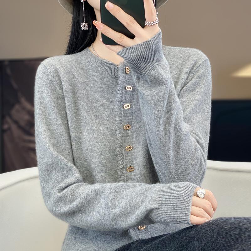 

Жіночий кардиган Qinghe Cashmere з 30% кашеміру - М який та теплий светр з вовняної суміші L курсант сірий колір