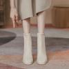 White High-heeled Martin Boots Women's Winter Retro British Style Square Head Thick Heel Thin Short Boots