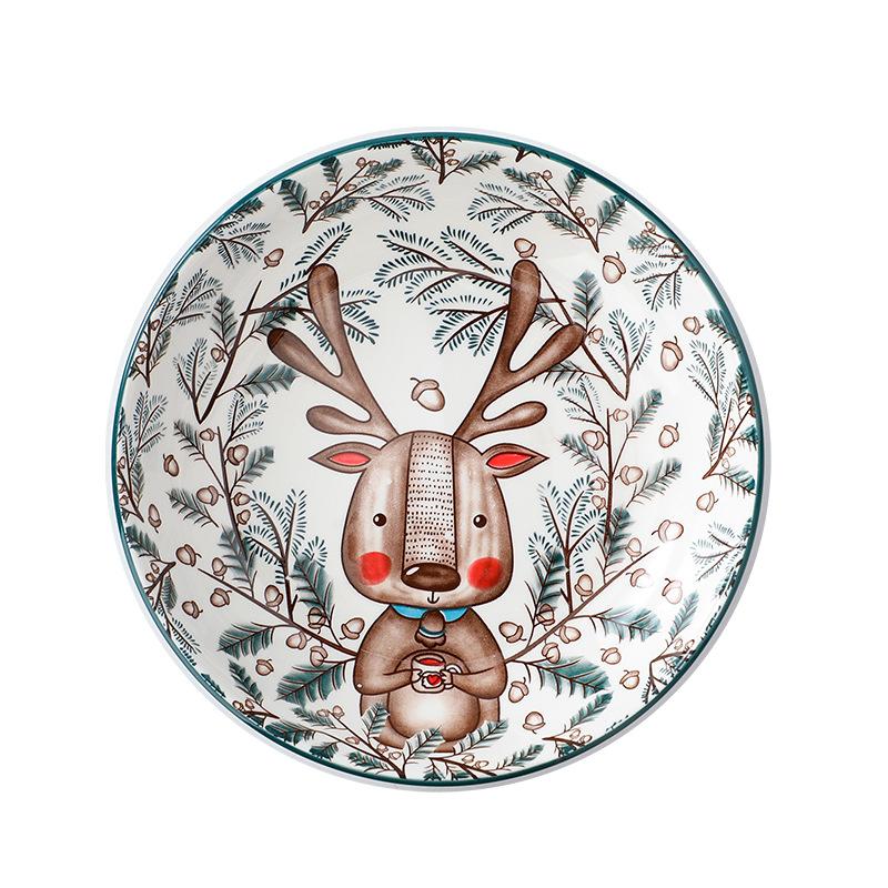 Japanese Cartoon Animal Ceramic Plate Restaurant Household Vegetable Plate Western Food Plate Breakfast Plate Fruit Plate Tableware Tray