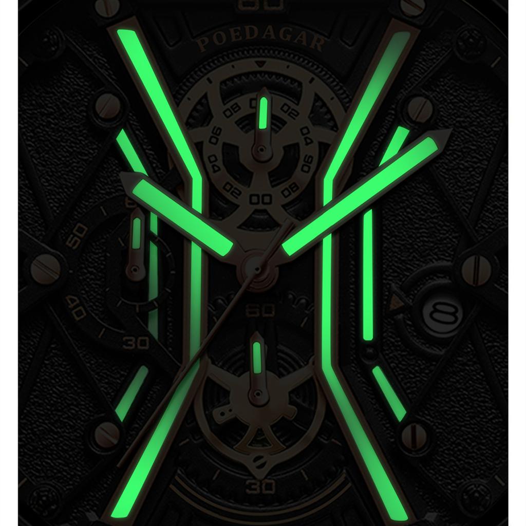 POEDAGAR Новые роскошные мужские часы TOP Brand с коробкой, многофункциональные светящиеся мужские кварцевые часы