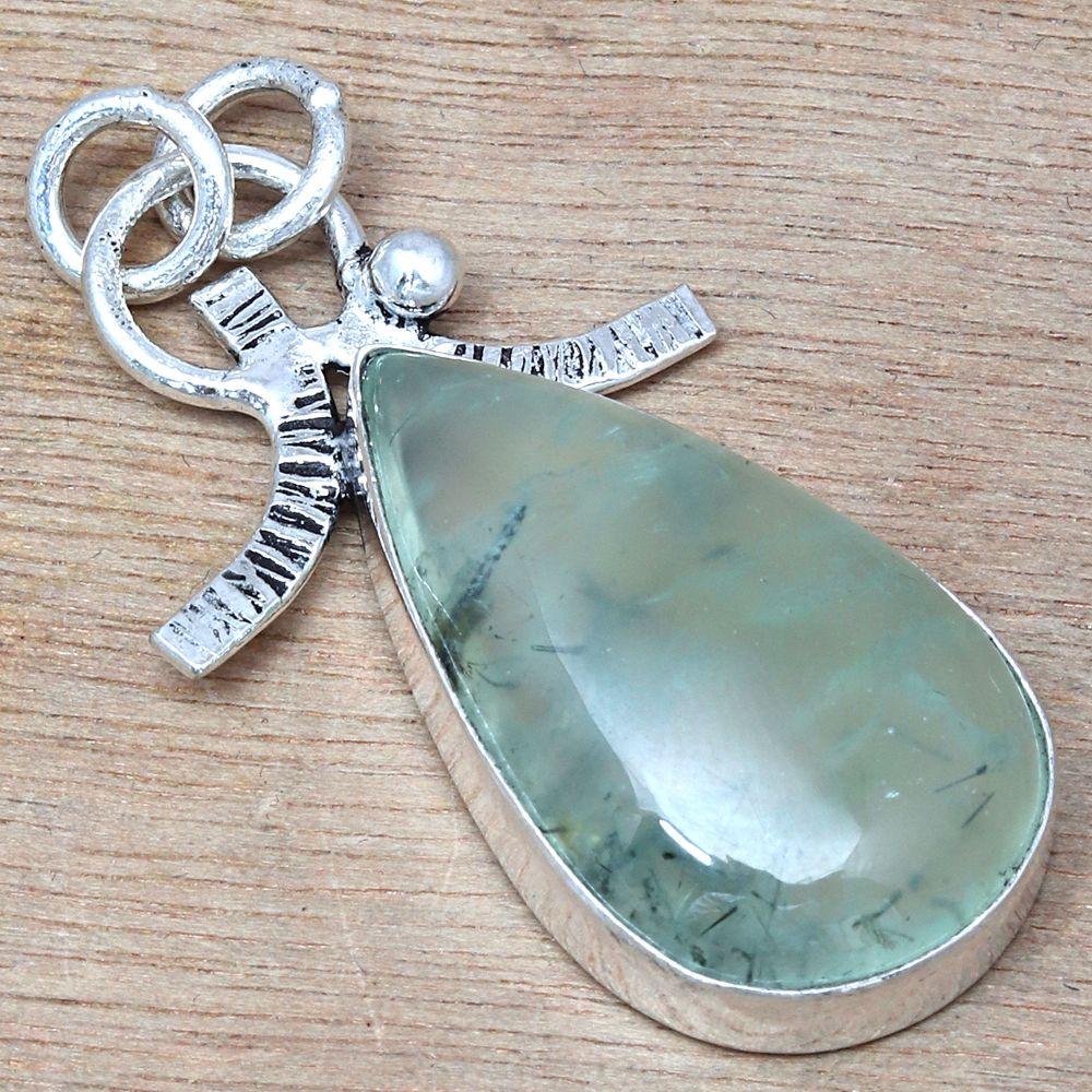 Necklace Prehnite Marlene Gemstone Handmade Silver Jewelry 1.75"