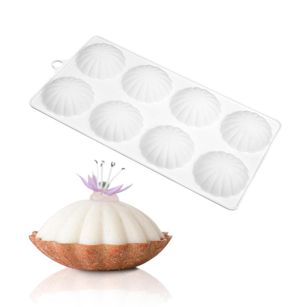 8-cavity Semicircular Petals Silicone Mold Fondant Mousse Cake Mould DIY Baking Decorating Tool Handmade-Soap Mold