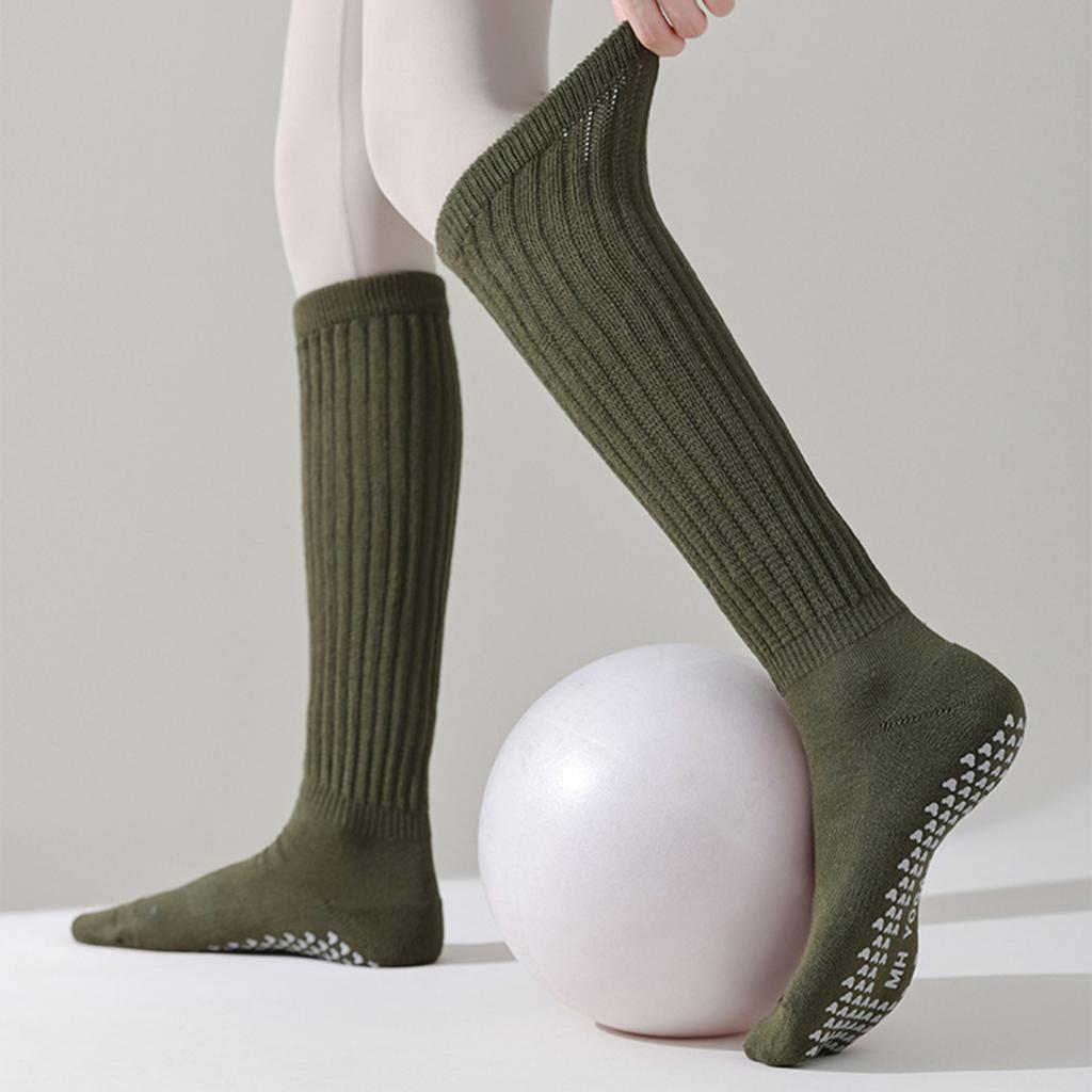 1 Pair Women Winter Yoga Socks Compression Yoga Socks Silicone Bottom Long-tube High Elasticity Wrapping Anti-slip Socks Warmth Stockings