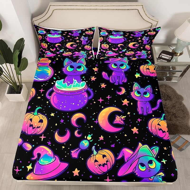 Cute ghost bedding set for boys, girls, teenagers, bats, pumpkin lanterns, Halloween