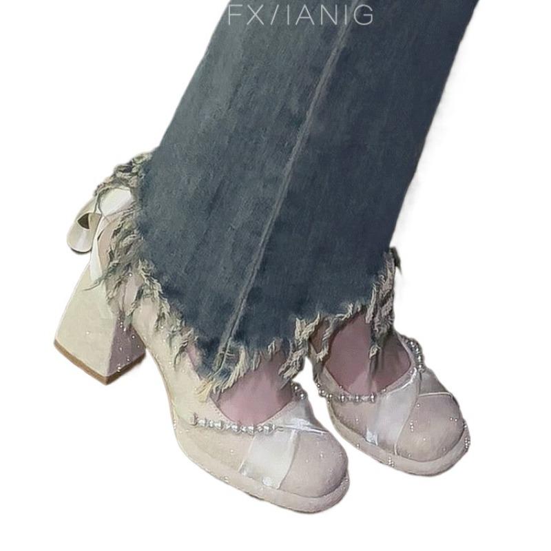 Fashion 2025 Brand Ladies Shoes Shallow Women's High Heels Fashion String Bead Dress Best Seller Comfortable Elegant Mary Jane Shoes