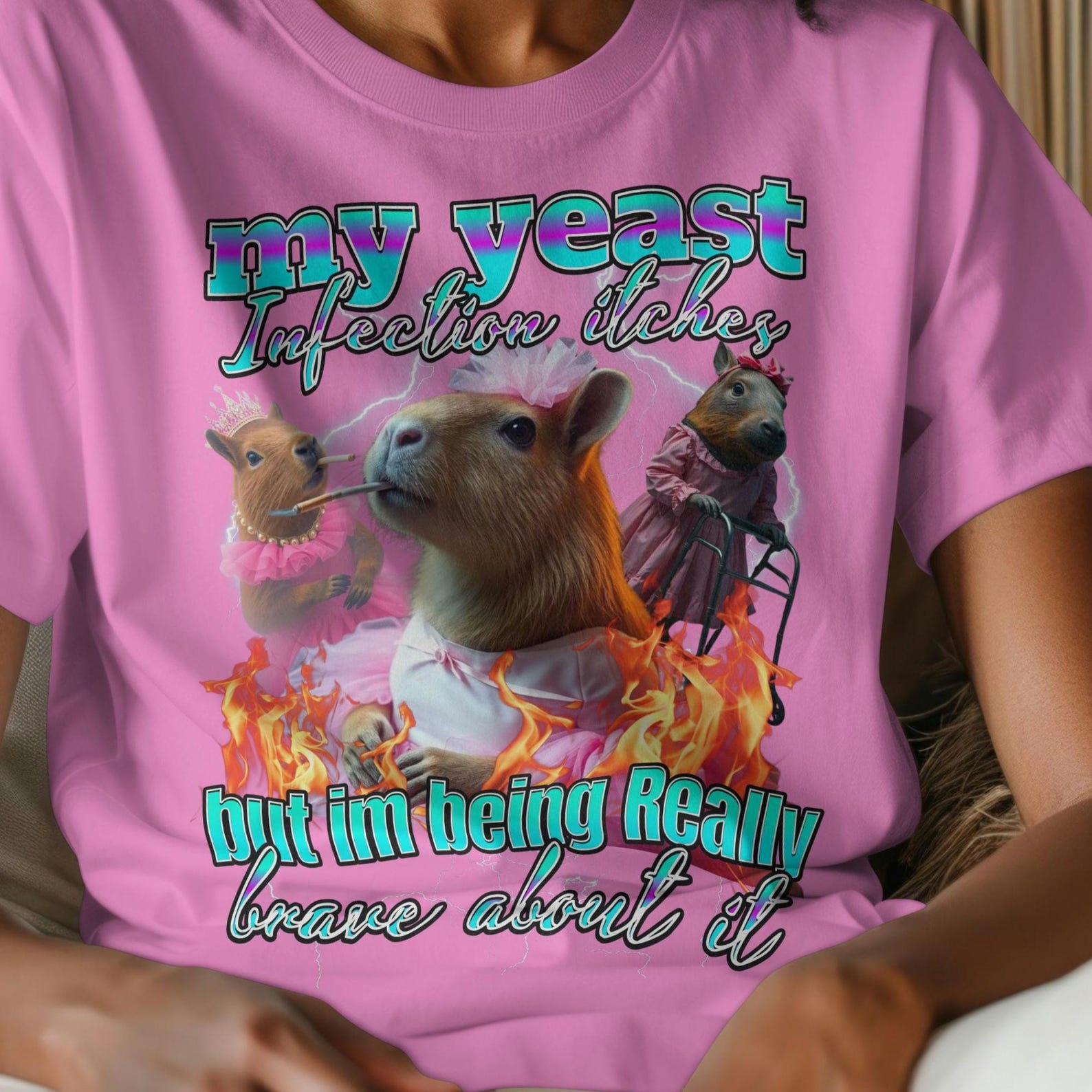 Funny Capybara Graphic Tee - Raunchy Humor Shirt S