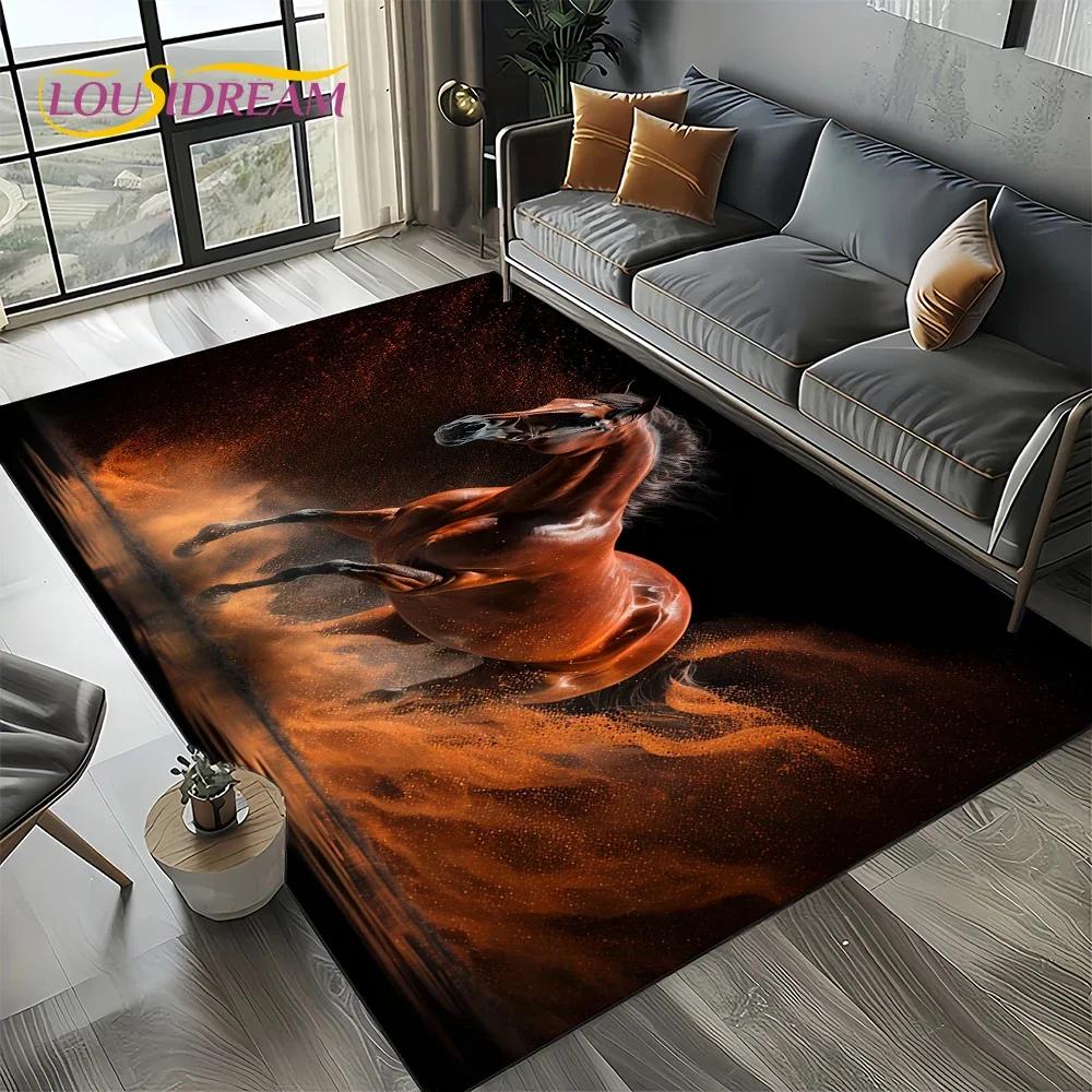 27 Style New Horse Pentium Gallant Steed 3D Animal Carpet Rug for Living Room Bedroom Home Sofa,Kid Area Rug Non-slip Floor Mat