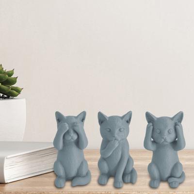 3D Baskılı Kedi Figürini Yavru Kediler Duy Konuş Gör Kötülüğü Heykeli Minyatür Kedi Süsü Kedi Sever Masa Raf Dolap Dekorasyonu için Hediye