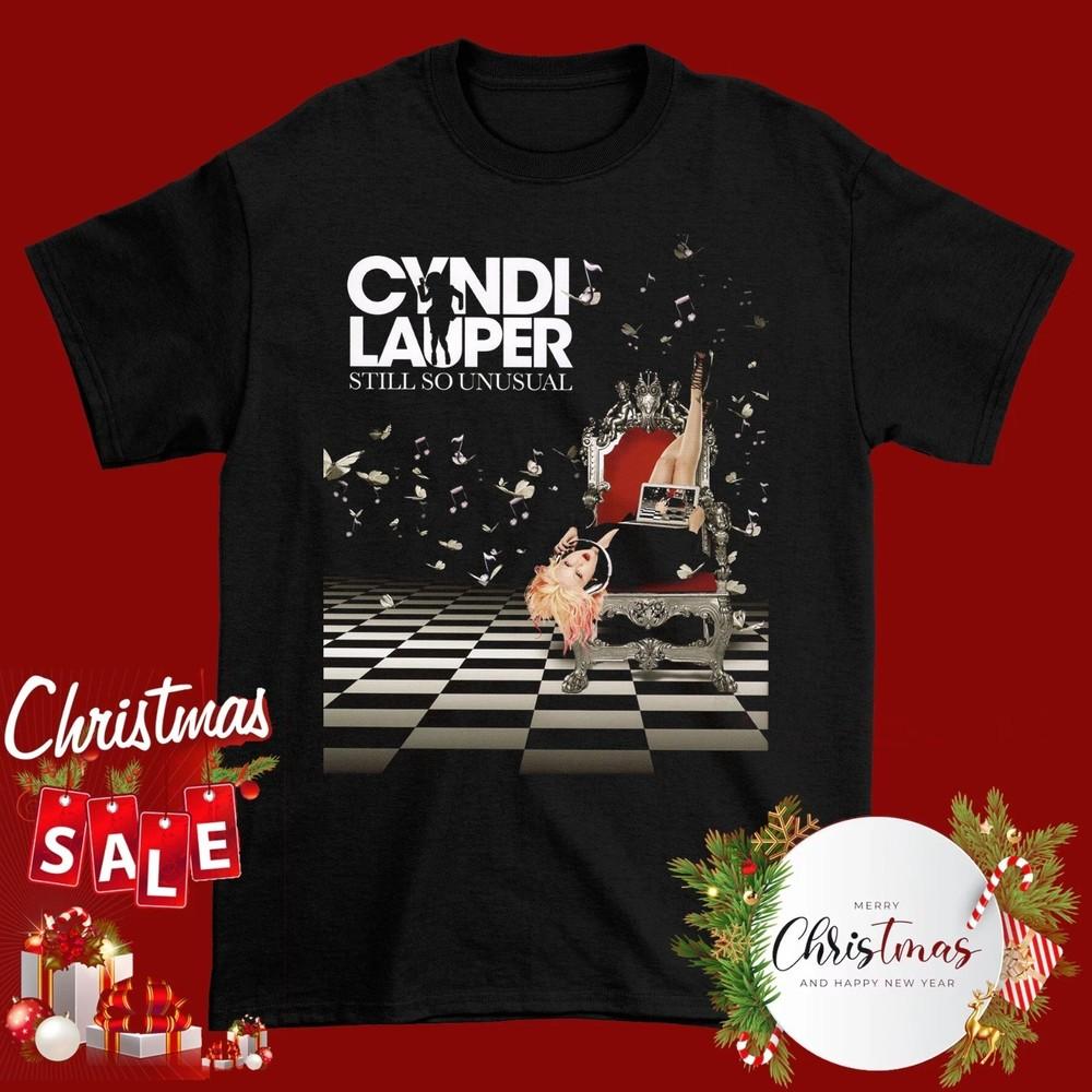 Cyndi Lauper Christmas Shirt Black Cotton Full size S-5XL Xmas Gift MI810 Unisex T-Shirt