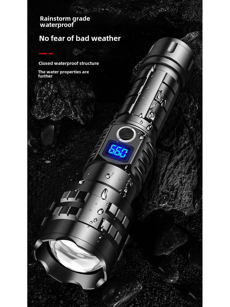 Best-selling Tactical Flashlight with USB-C Rechargeable Battery and Digital Display for Home and Outdoor Use.