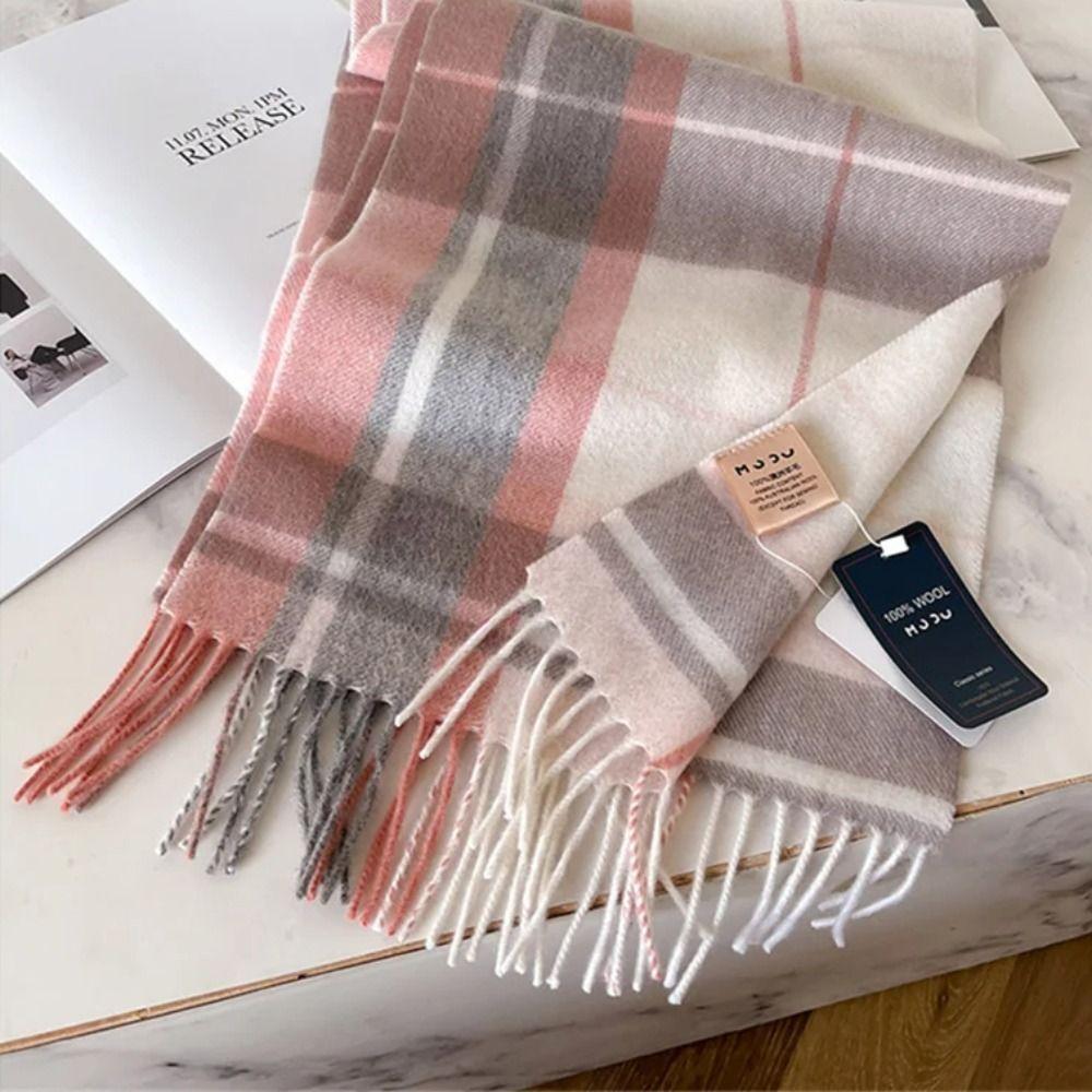 Thick Warm Winter Plaid Scarf Windproof Shawl Wrap Fashion Long Tassel Scarves