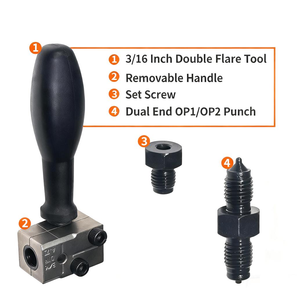 Herramienta de Doble Abocardado de 3/16 pulg. Herramienta Manual de Metal de Doble Abocardado para Línea de Freno de Motocicleta Automotriz Camión