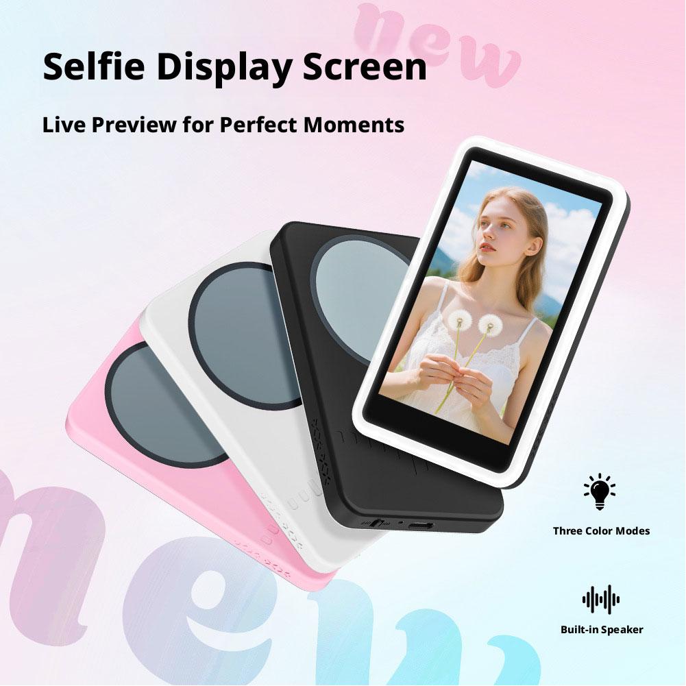 Tri Color Adjustable Wireless Rear Projector Selfie Monitor Screen Vlog Screen Magnetic Phone Rear Camera For Selfie Live Stream
