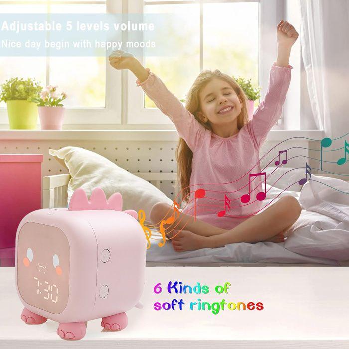 Blue Dinosaur Alarm Clock for Children with Night Light, Digital Clock for Children - Green -