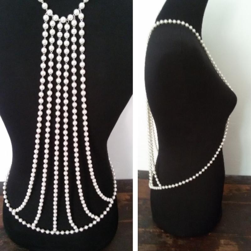 Stylish Pearls And Gold Alloy Body Chain Beach Vacation Jewelry Enhancing Women's Fashion Sense For Special Occasion