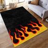 Schwarzer Teppich mit rotem Flammen- und gelbem Randdesign für die Heimdekoration Geeignet für den Einsatz als Anti-Rutsch-Matte für Wohnzimmer, Schlafzimmer, Sofas