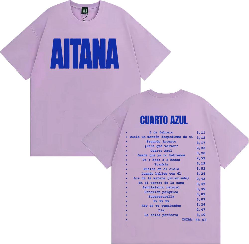 Aitana Cuarto Azul Wdrld Tour 2026 Merch T Shirt Unisex Women Clothing Aesthetic Fashion Tshirts High Quality ONeck Loose Tshirt