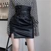 2025 New Autumn/Winter Petite High-Waisted Split Leather Midi Skirt for Women - Spicy Girl Collection