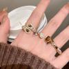 New Vintage Tiger Eye Stone Rings For Women Retro Brown Resin Geometric Open Adjustable Index Finger Ring Aesthetic Jewelry Gift