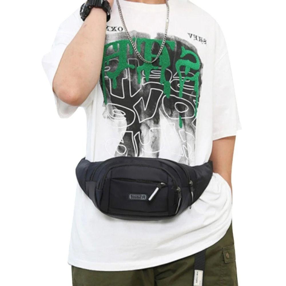 Nylon Men Multifunctional Waist Bags Waterproof Adjustable Crossbdoy Chest Bag Casual Large Capacity Men Running Pouch Belt