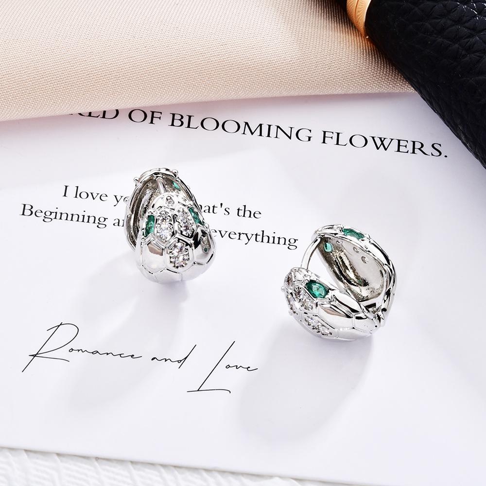 2026 Luxury Snake Head Huggie Earrings Vintage Micro-Paved Zircon Gold Plated Animal Jewelry for Women