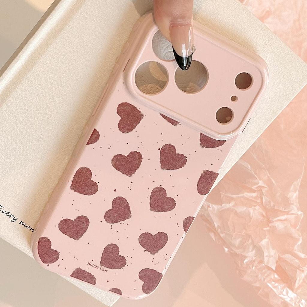 Creative Burgundy Heart-Shaped Phone Case for iPhone 17 and iPhone 17 Pro Max