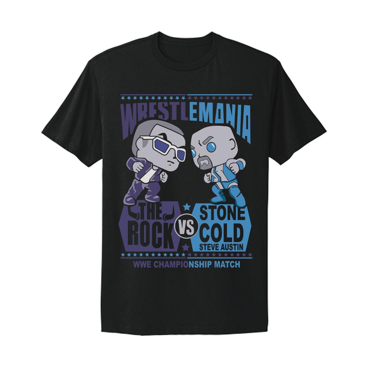 Stone Cold vs The Rock WWE WWF Wrestlemania graphic design T-Shirt Mens Womens Tees Top 4XL