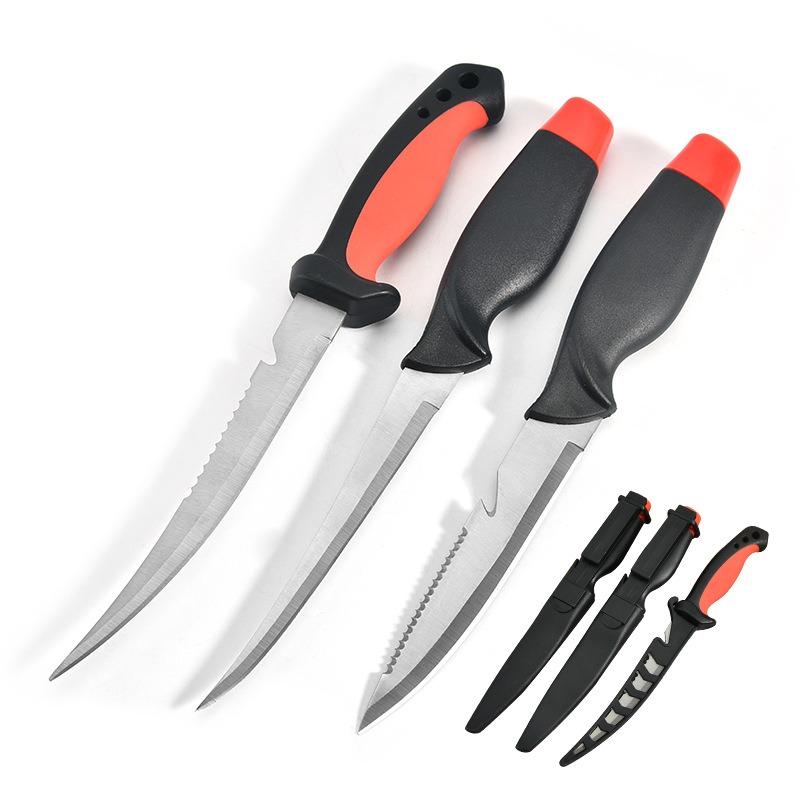 Fischmesser aus Edelstahl mit schwimmender Fischklinge, multifunktionales Küchenmesser, Outdoor-Fischmesser, Wellenschliffmesser mit Scheide