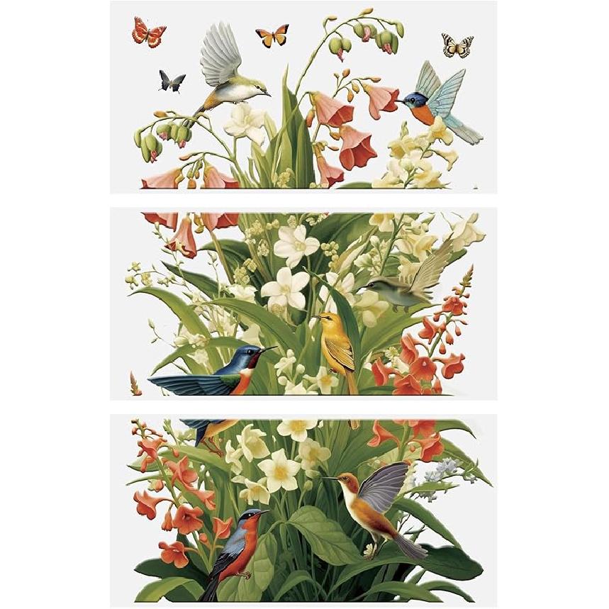 Rub On Transfers for Crafts, 3 Sheets Wildflowers Rub On Transfer Stickers Waterproof Self-Adhesive Butterflies and Flowers Rub On Transfer for Wood