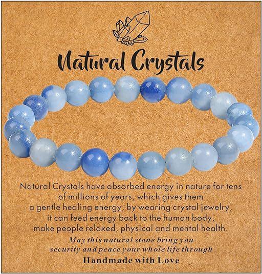 Hot Selling Natural Stone with Cardboard Beaded Elastic String Bracelet Crystal Agate Tiger Eye Stone Wholesale Bracelet Jewelry