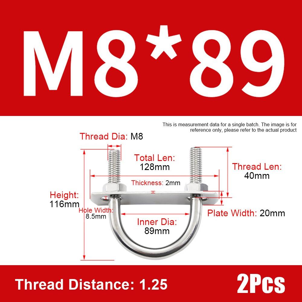 1Set With Baffle M8 Round Tube Clamp 304 Stainless Steel Round Bolt  for Round Tube