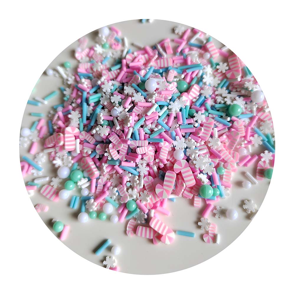 Candy Cane Snowflake Balls Polymer Clay Slices Mix Christmas Clay Sprinkles, Clays for Resin Crafts and Slime Supplies 500g