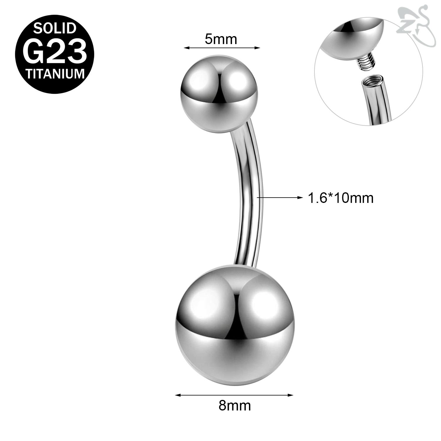 

ZS 1 PC G23 Titanium Steel Belly Button Ring For Women CZ Crystal Internally Threaded Navel Barbell Stud Long Bar Body Piercing