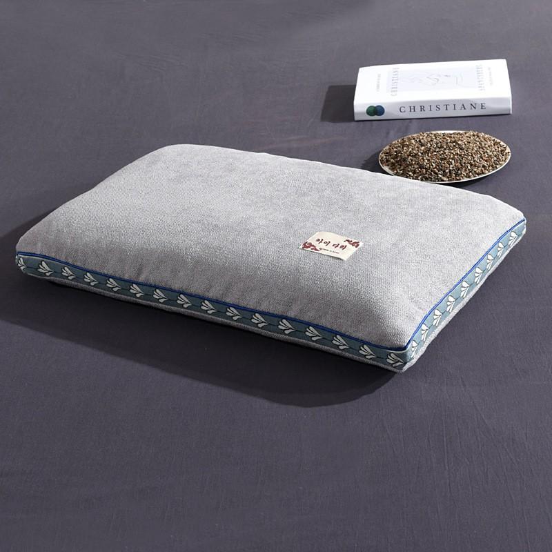 Buckwheat Hull Pillow Neck Support Sleep Aid Adult Single Low Profile Firm With Cotton Linen Cover