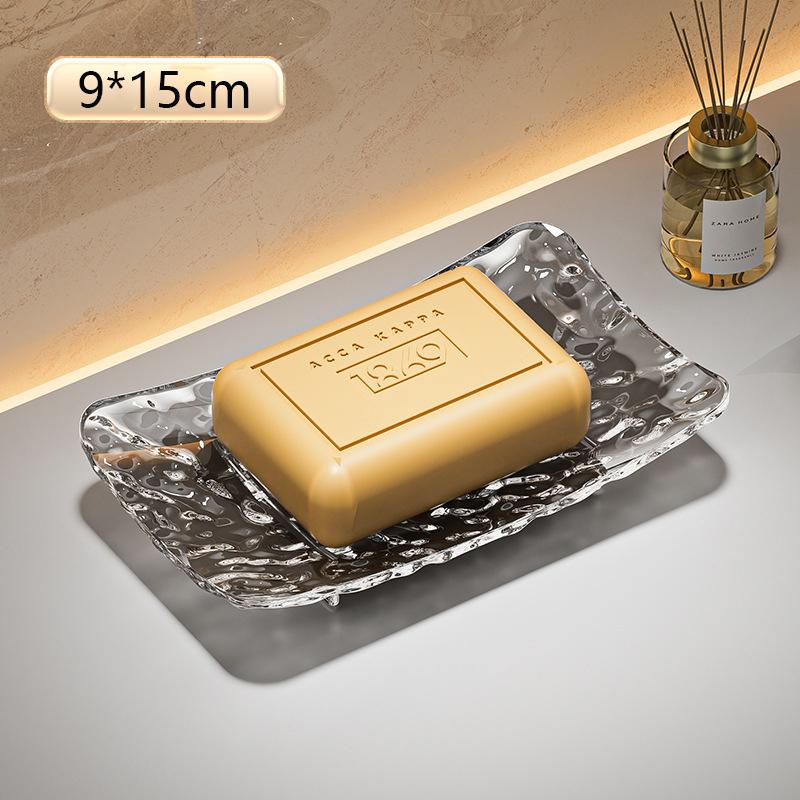 Transparent Soap Box High-End Bathroom Glacier Patterned Soap Storage Rack For Household Use Soap Box Tray Light Luxury