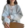 Einfarbiger Milchstil Herbst- und Winterpullover Cardigan Damen Neuer Lazy Style Lockerer V-Ausschnitt Sanftes Strickmanteloberteil